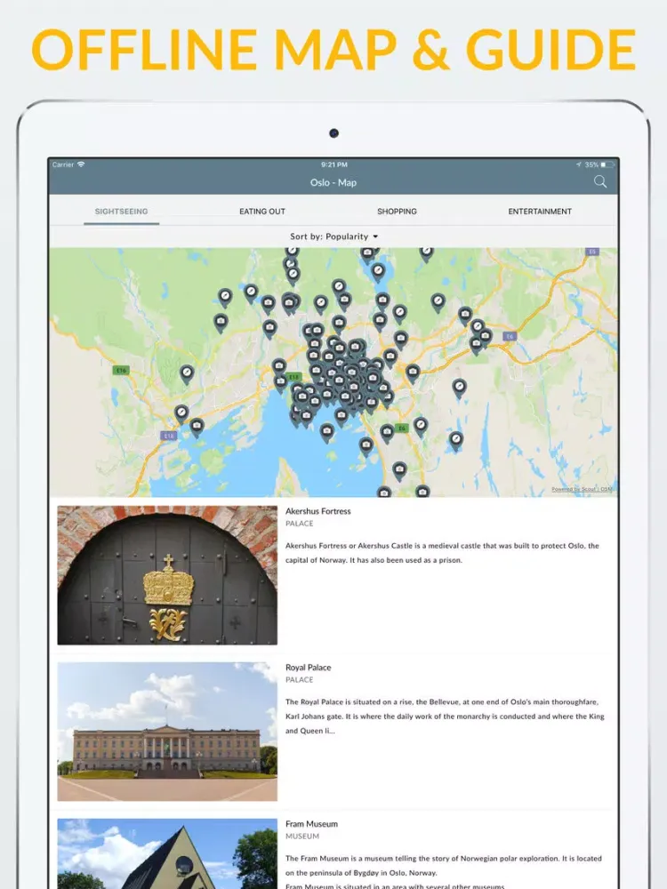 Oslo Offline Map & Guide iPad 应用截图