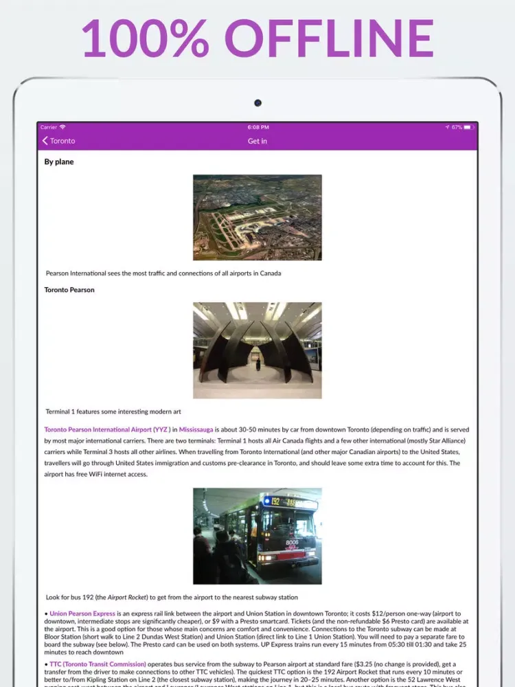 Toronto Offline Map & Guide iPad  Screenshots