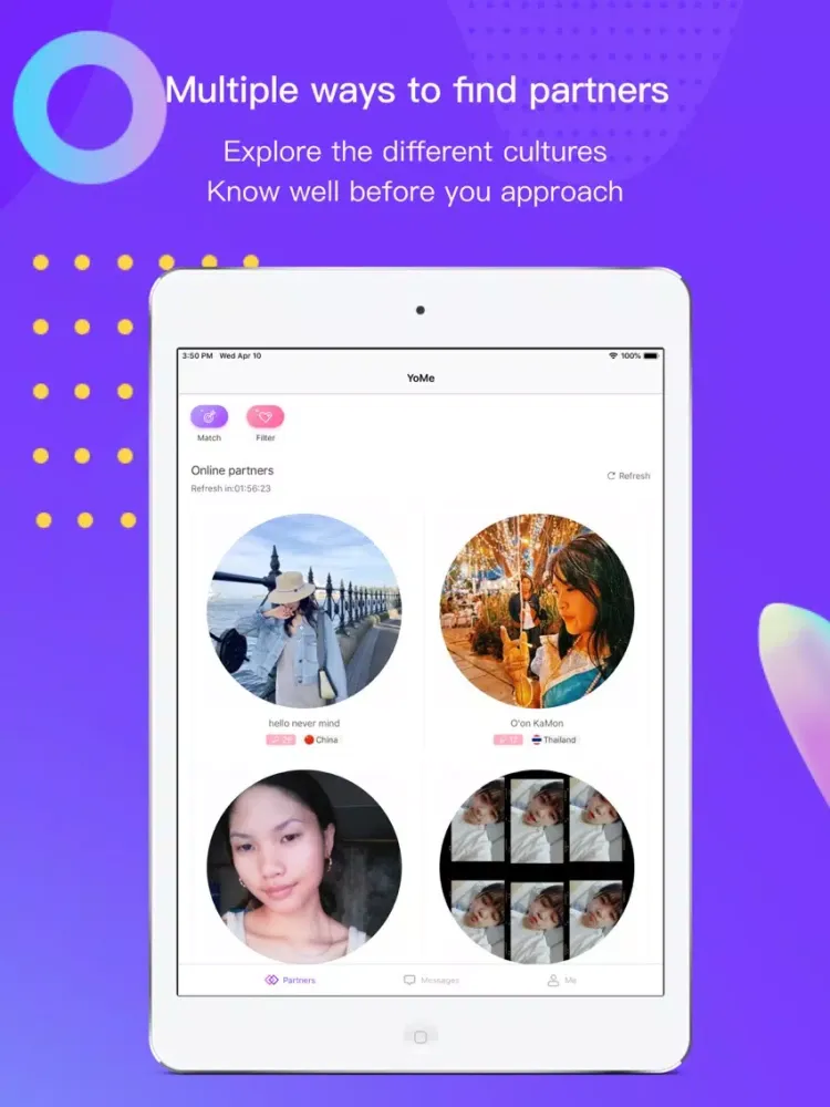 YoMe Language Exchange & Meet iPad  Screenshots