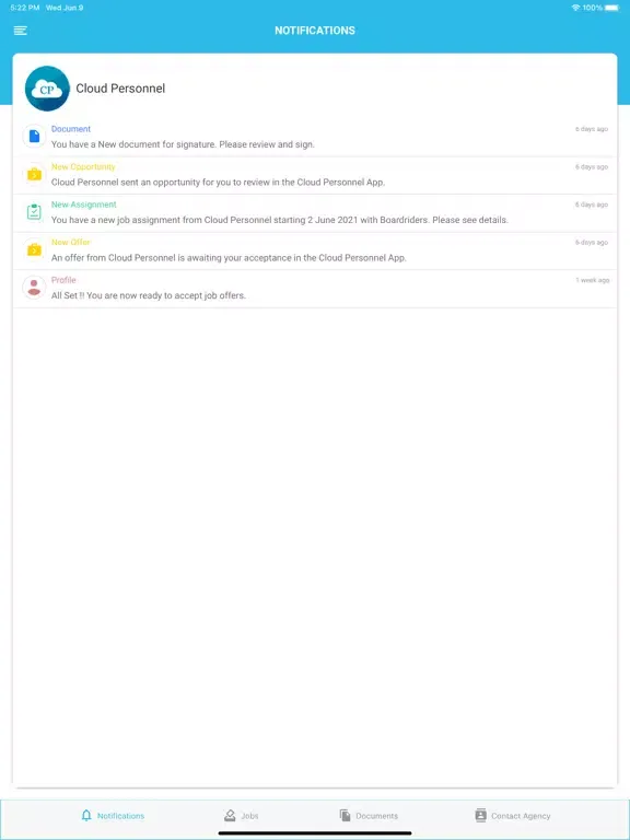 Zrzuty ekranu CloudPersonnel iPad 