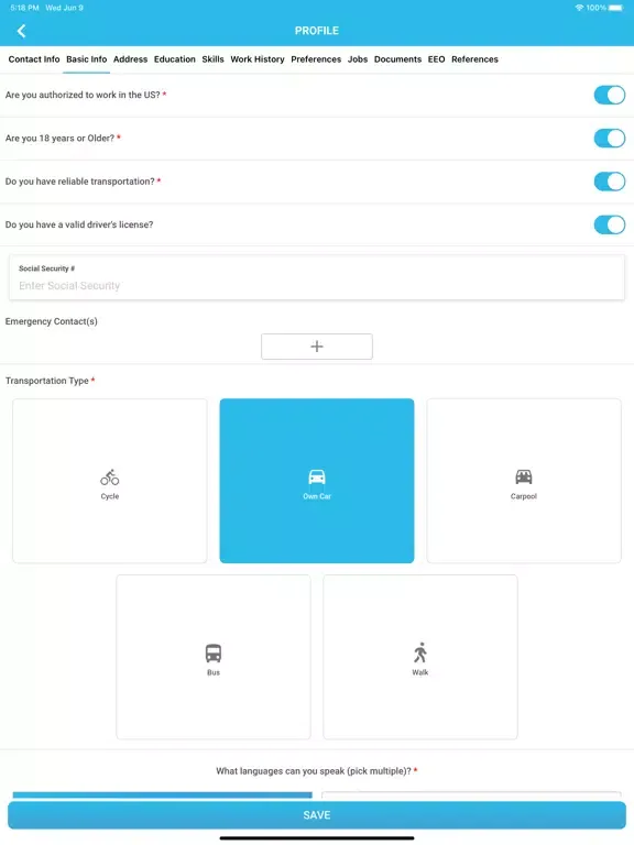 Zrzuty ekranu CloudPersonnel iPad 