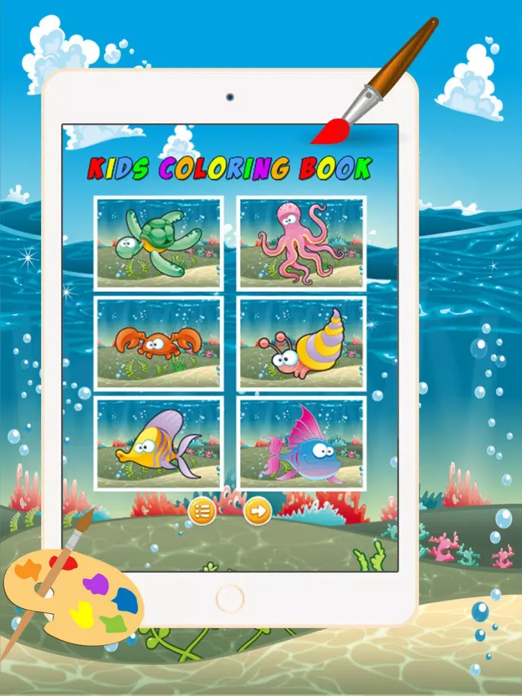 Marine Animals Coloring Book - All in 1 Sea Animals Drawing and Painting Colorful for kids games free iPad  Screenshots