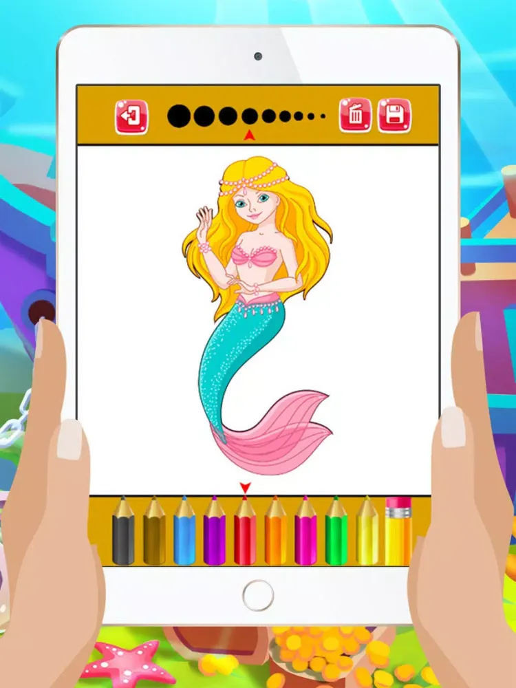 Mermaid Coloring Book - Educational Coloring Games Free ! For kids and Toddlers iPad  Screenshots