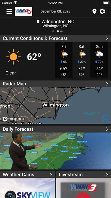 WWAY TV3 StormTrack 3 Weather 스크린샷