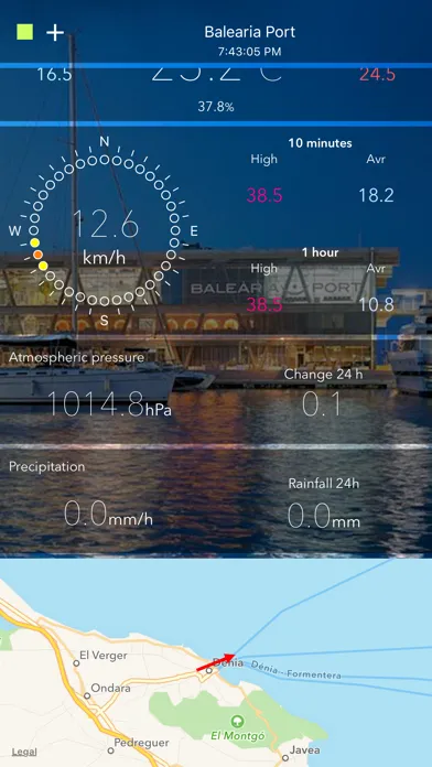 Tangkapan layar Balearia Port Meteo