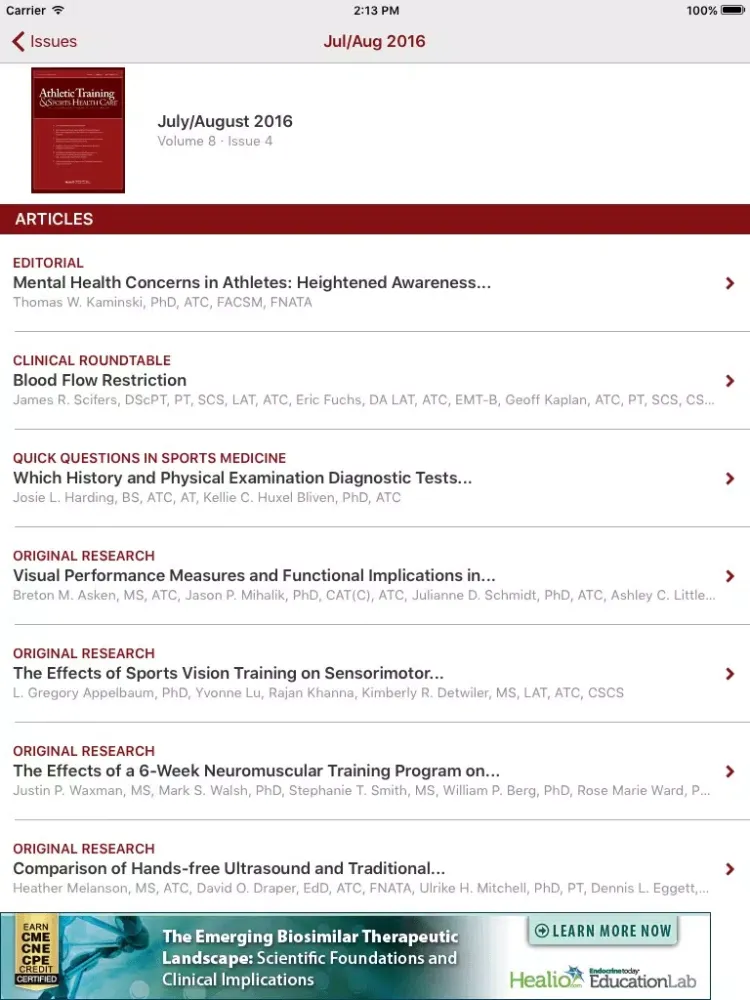 Athletic Training and Sports Health Care iPad 应用截图