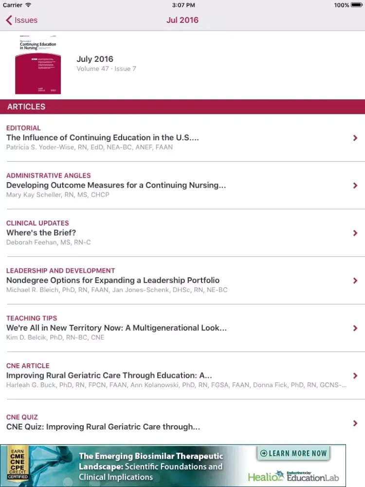 The Journal of Continuing Education in Nursing iPad  Ekran Görüntüleri
