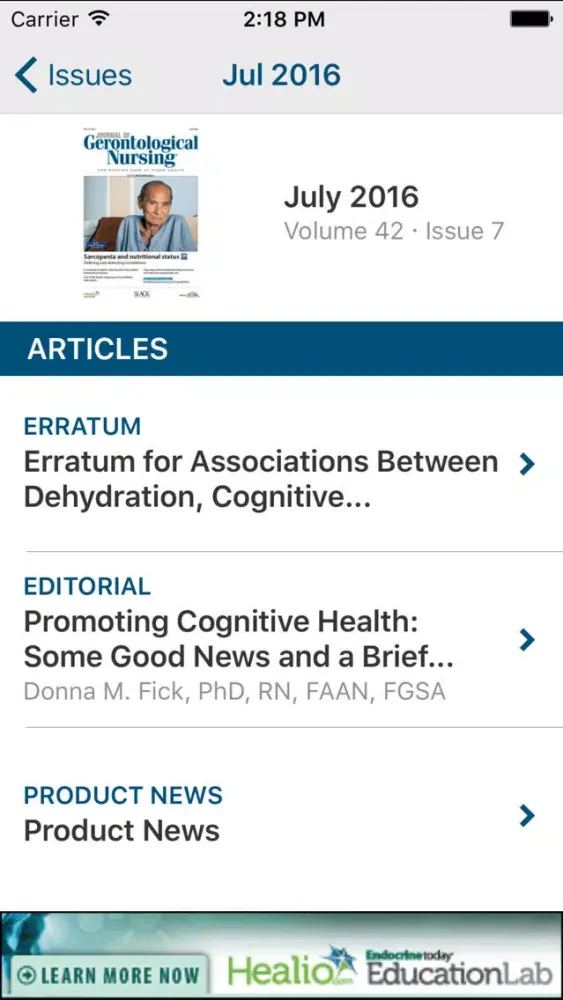 Скриншоты Journal of Gerontological Nursing