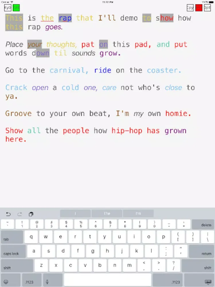 Capturas de pantalla de LyriCode- a wordplay editor iPad 