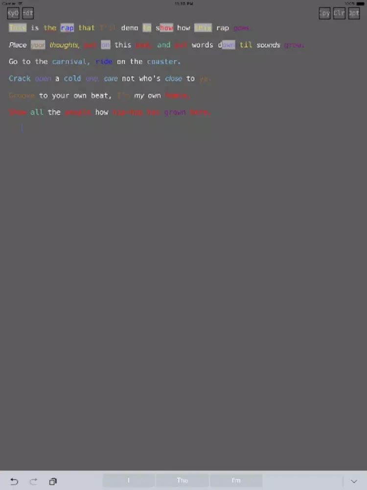 Capturas de pantalla de LyriCode- a wordplay editor iPad 
