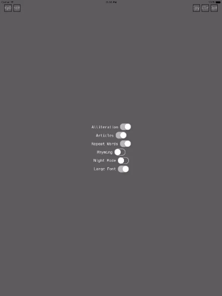 Capturas de pantalla de LyriCode- a wordplay editor iPad 