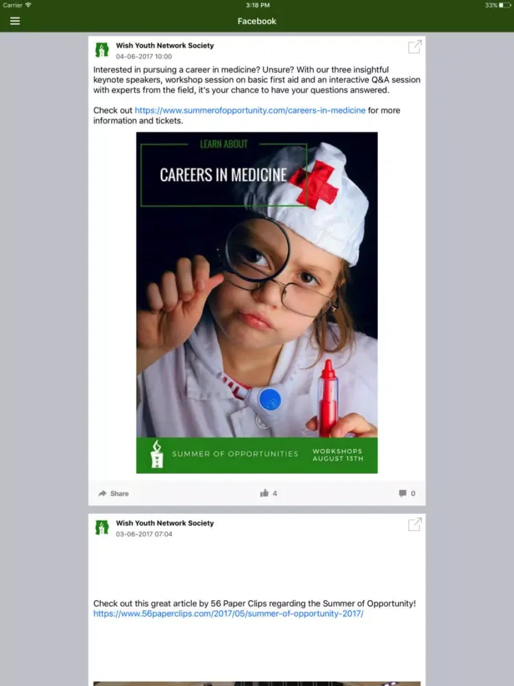 Capturas de tela do Wish Youth Network Society iPad 