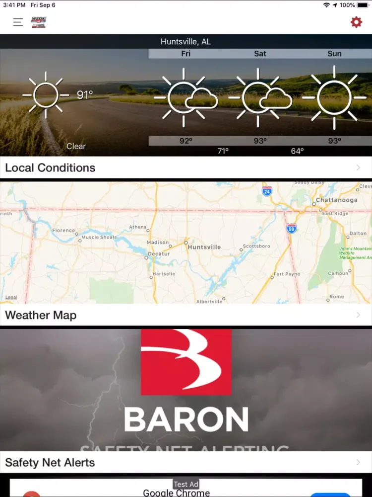 Tangkapan skrin WZDX Weather iPad 