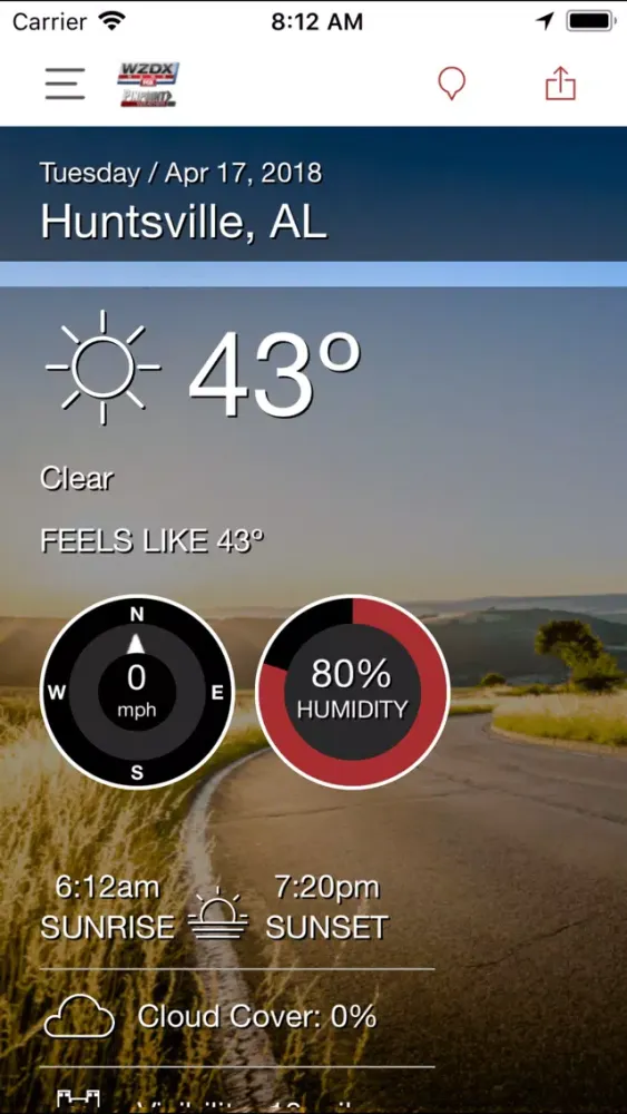 Tangkapan skrin WZDX Weather