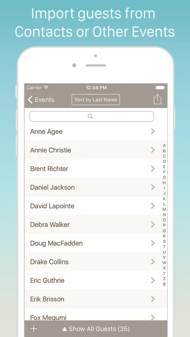 Ảnh chụp màn hình của Guest List Organizer.