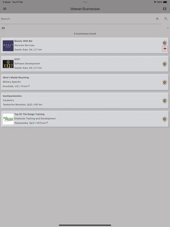 Veteran Businesses iPad  Screenshots