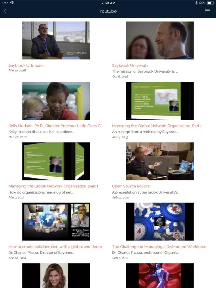 Screenshot di Saybrook University iPad 
