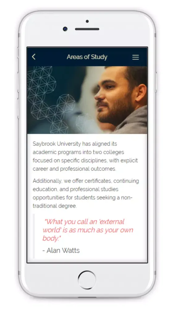 Screenshot di Saybrook University