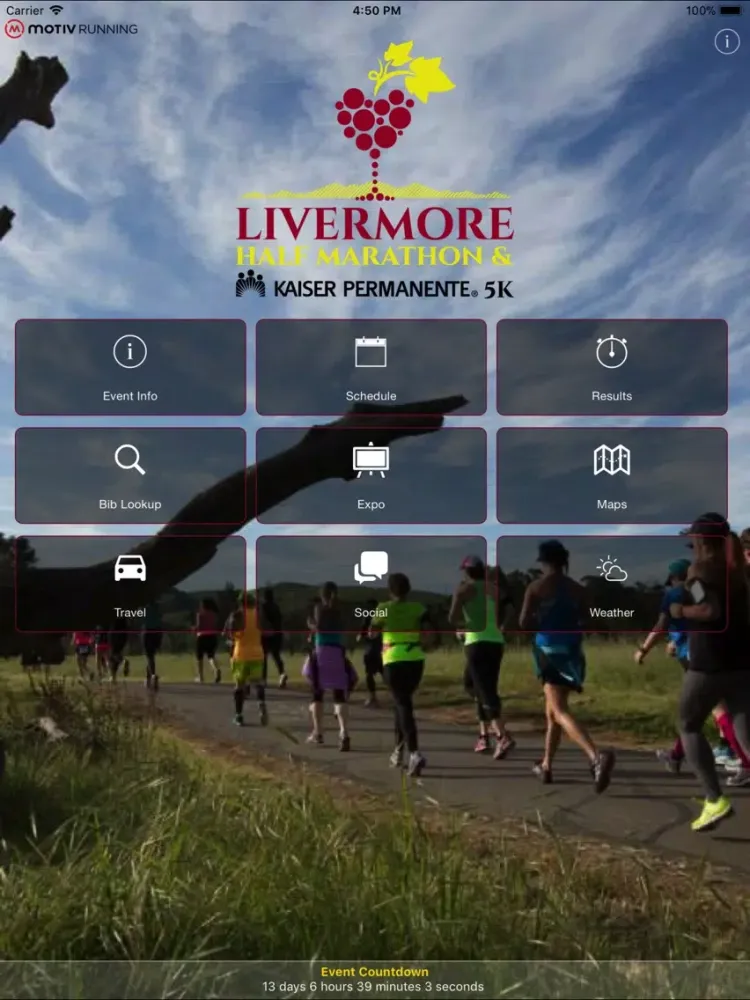 Tangkapan layar Livermore Half Marathon iPad 