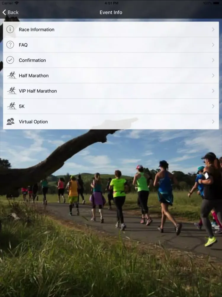 Tangkapan layar Livermore Half Marathon iPad 