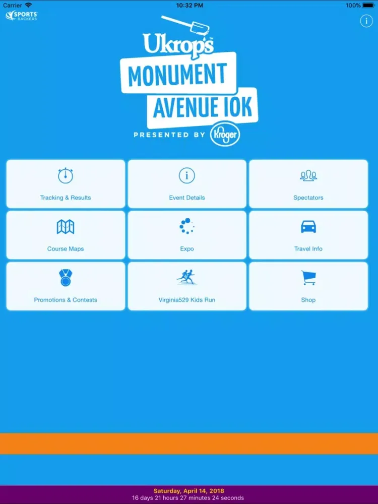 Tangkapan layar Ukrop’s Monument Ave 10K iPad 