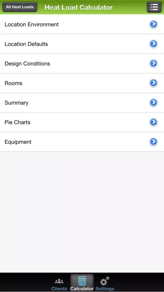 Captures d'écran de HeatLoadCalculatorProforiPhone