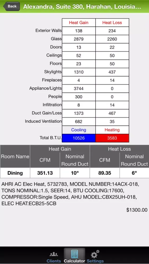 Captures d'écran de HeatLoadCalculatorProforiPhone