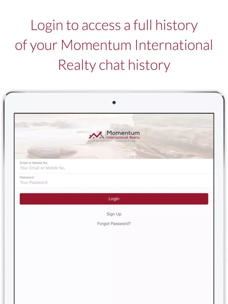 Tangkapan layar Momentum International Realty iPad 
