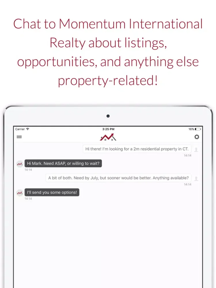 Tangkapan layar Momentum International Realty iPad 