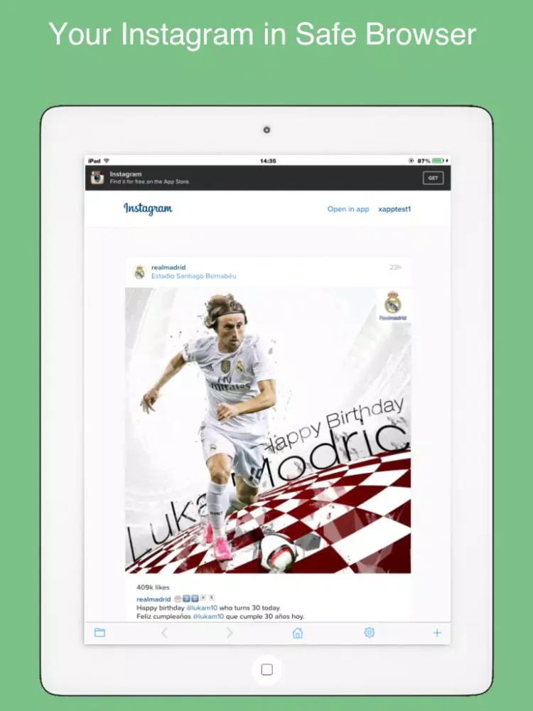 Safe web for Instagram - protect your Instagram with Passcode iPad 应用截图