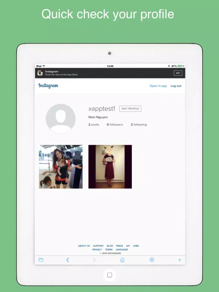 Safe web for Instagram - protect your Instagram with Passcode iPad 应用截图