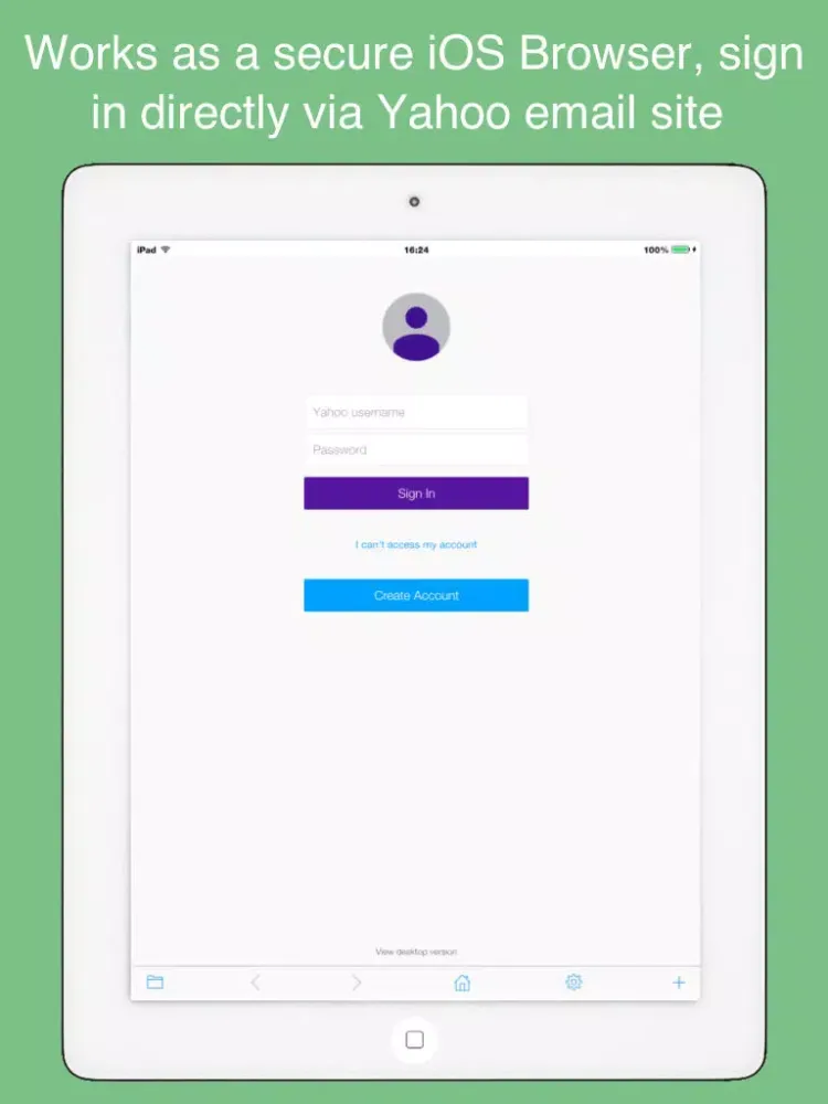 Safe web for Yahoo: secure and easy email mobile app with passcode. iPad  স্ক্রিনশট