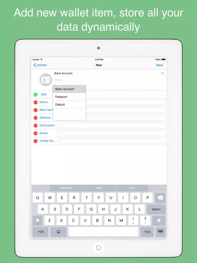 xWallet - smart wallet to protect privacy data iPad  Screenshots