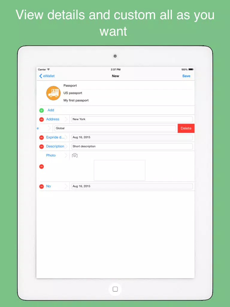 xWallet - smart wallet to protect privacy data iPad  Screenshots