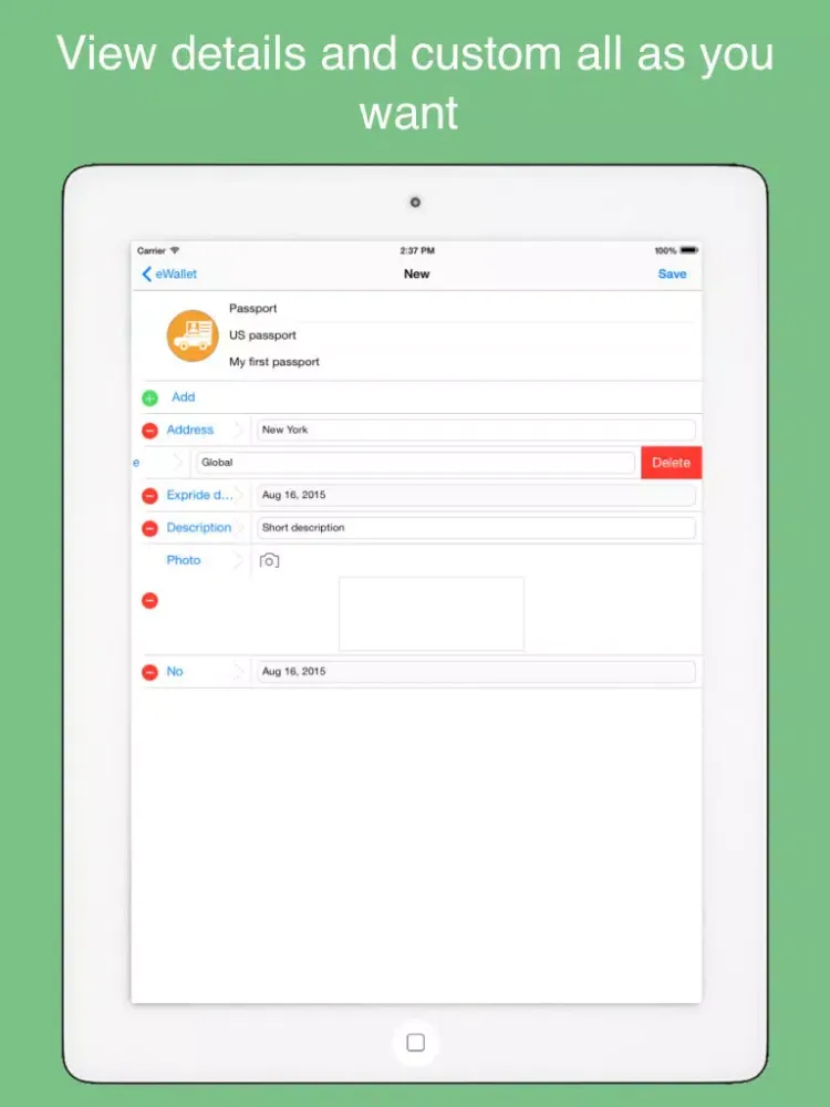 xWallet - smart wallet to protect privacy data iPad 应用截图