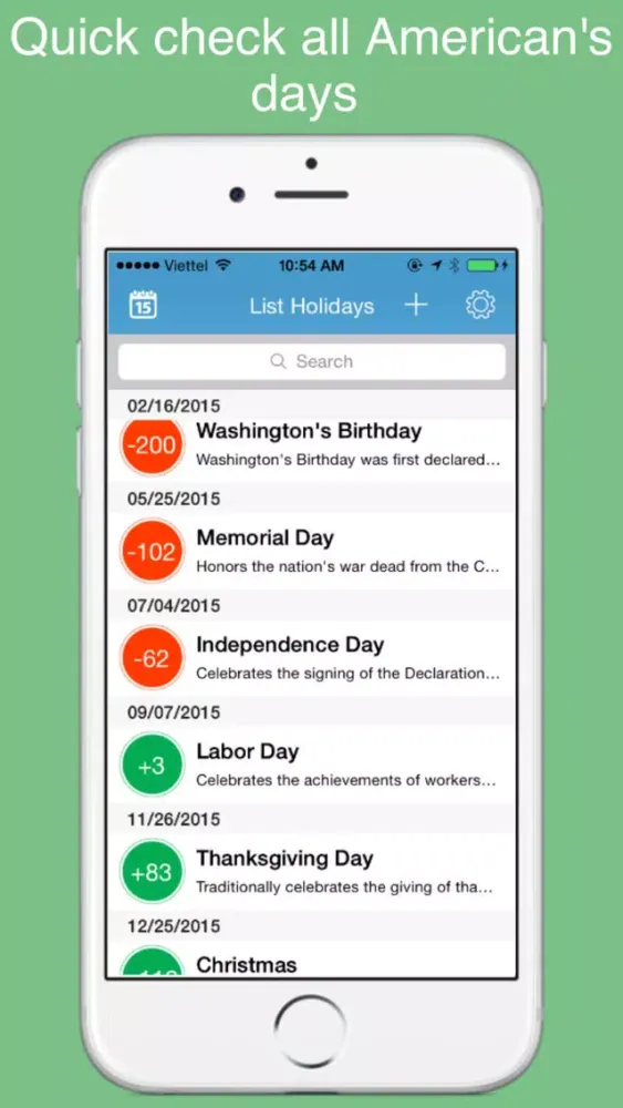 US Days - Remind holidays, special days, countdown to next event سکرین شاٹس