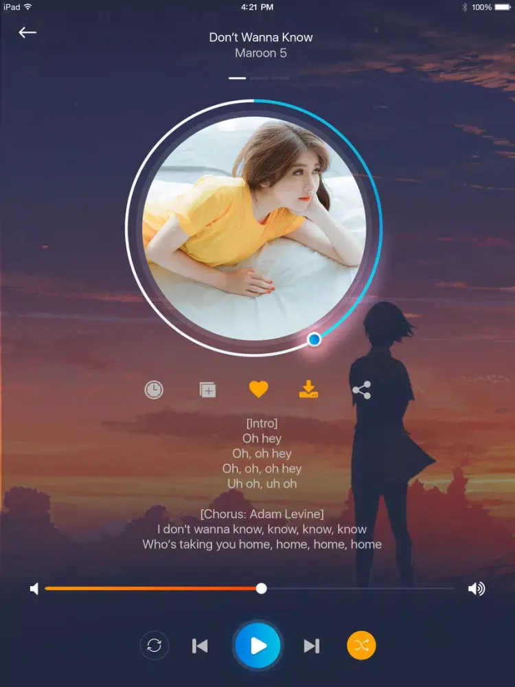 Tangkapan layar music player, video player iPad 