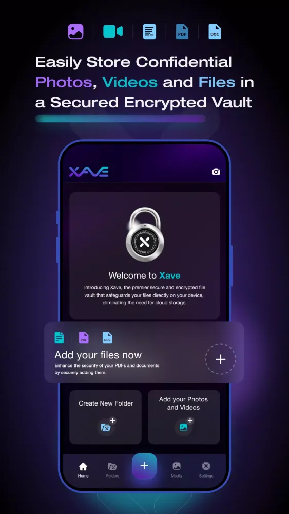 Xave: Encrypted Data Vault Screenshots