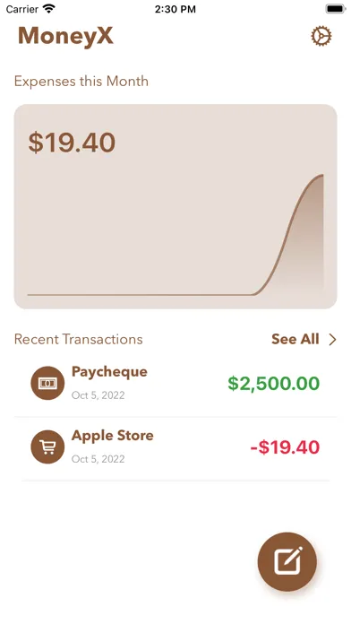 Tangkapan layar MoneyX ExpenseTracker