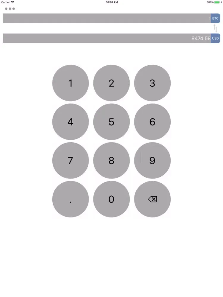Tangkapan layar Convert To & From Bitcoin iPad 