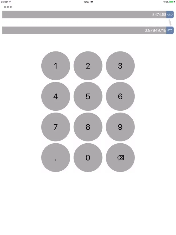 Tangkapan layar Convert To & From Bitcoin iPad 