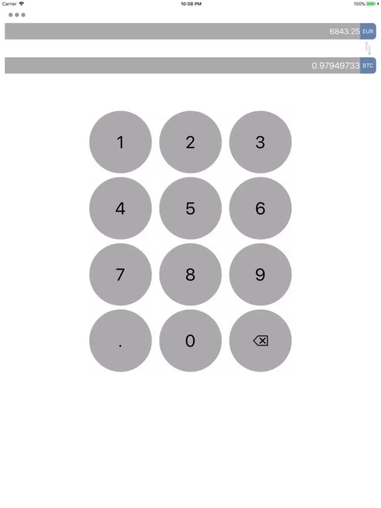 Tangkapan layar Convert To & From Bitcoin iPad 