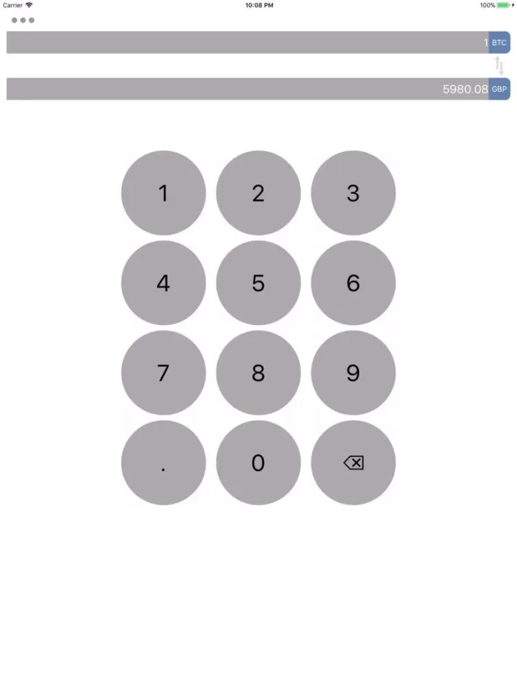 Tangkapan layar Convert To & From Bitcoin iPad 