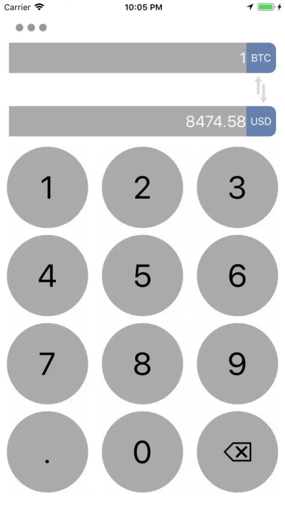 Tangkapan layar Convert To & From Bitcoin