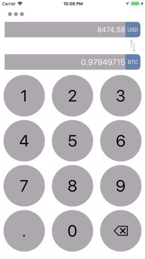 Tangkapan layar Convert To & From Bitcoin