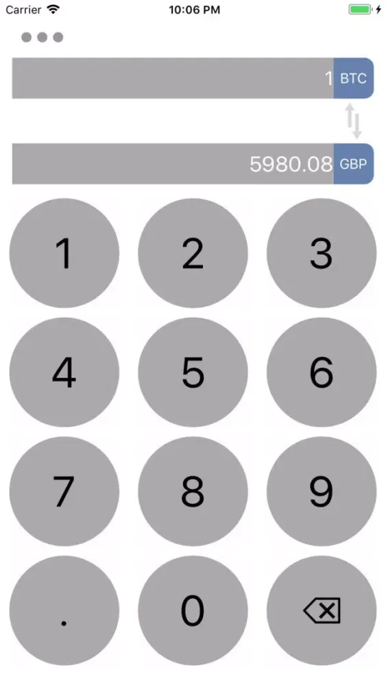 Tangkapan layar Convert To & From Bitcoin