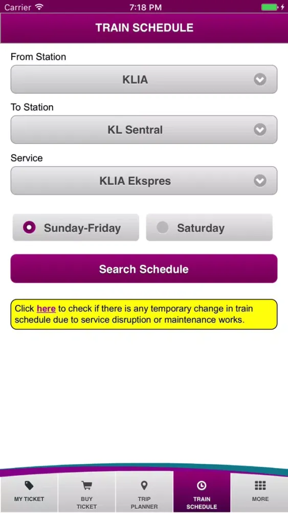 Capturas de pantalla de KLIA Ekspres