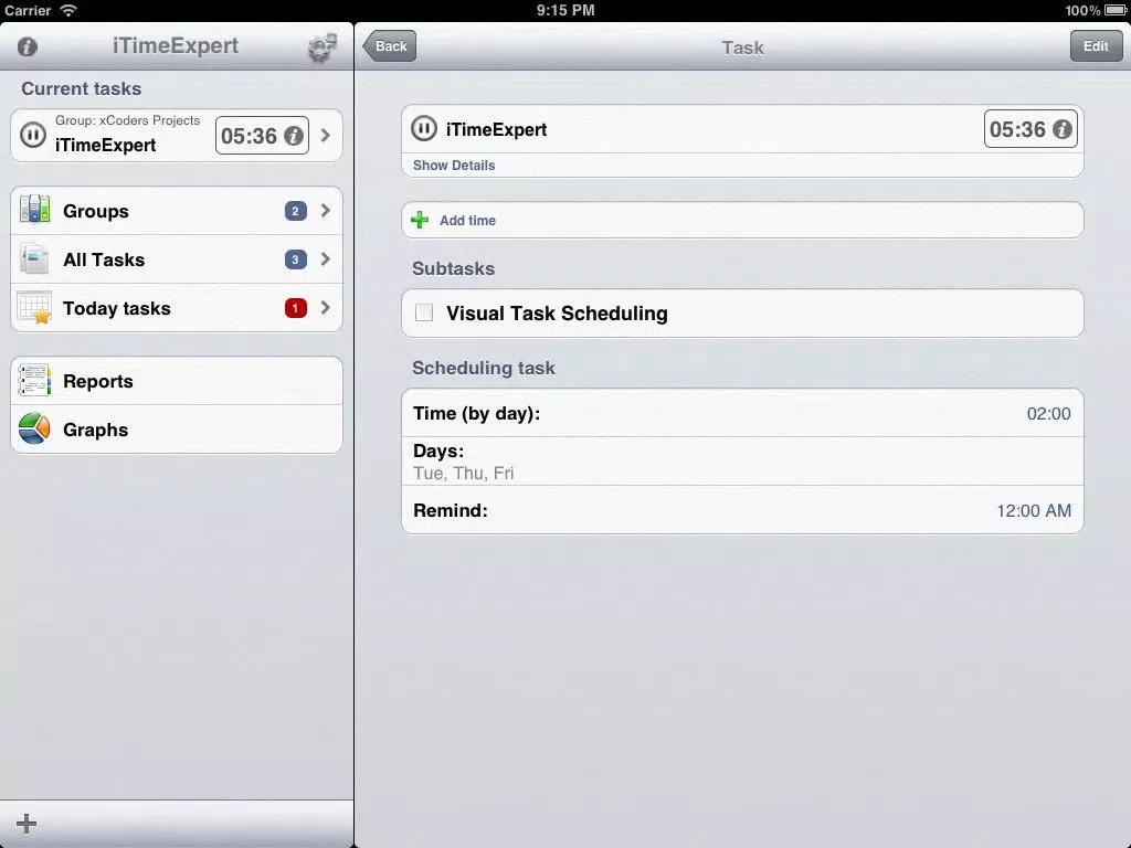 iTimeExpert: Time tracking system (FREE) iPad 应用截图