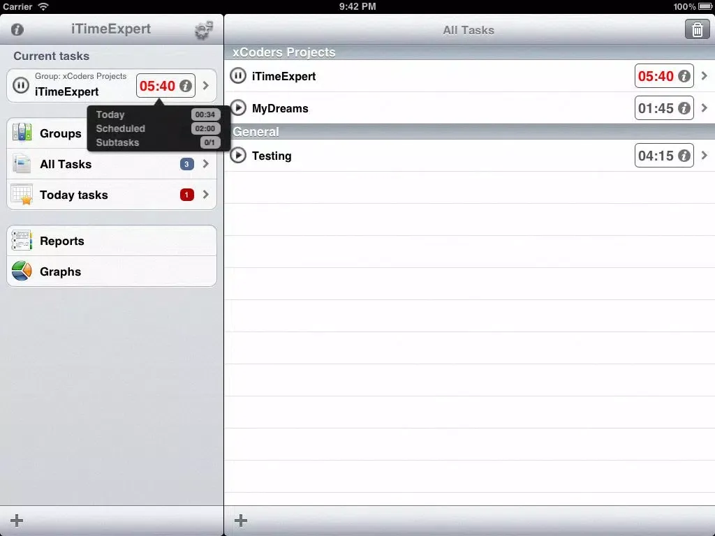 iTimeExpert: Time tracking system (FREE) iPad 应用截图