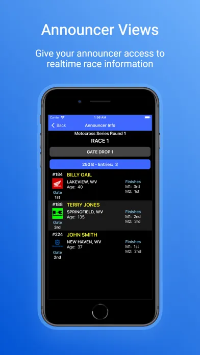 Trackside Promoter Screenshots